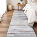 3x7 Washable Runner Rug for Family: Easy-to-Clean Runners for Hallway Entryway Kitchen Bedroom - Stain and Water Resistant Rugs with Non-Slip Backing - Soft Low-Pile Carpet Beige Grey