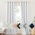 NICETOWN 100% Absolutely Blackout Linen Curtains with Thermal Insulated White Liner, White, 52 inches Wide, 102 inches Length Energy Saving Curtains for Living Room 2 Panels Set, Vertical Blinds