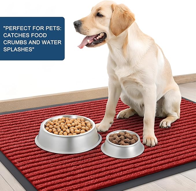 OLANLY Front Door Mat Indoor Outdoor Entrance, 2-Pack 59 x 34 Inch, Waterproof Heavy Duty Doormat, Fade Resistant, Low Profile, Easy Clean Patio Porch Welcome Floor Mats for Entry, Red