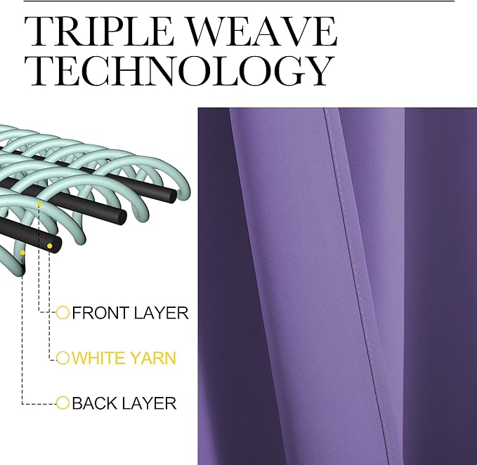 NICETOWN Blackout Curtains for Living Curtains, Lilac Purple, 2 Panels, 42 by 72, Room Darkening Window Curtain Panels, Easy-Care Solid Thermal Insulated Draperies/Drapes for Daughter Room
