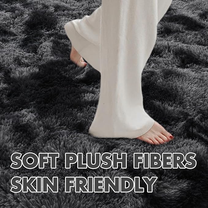 10x14 Ft Extra Large Shag Rugs for Living Room, Ultra Soft Fluffy Furry Area Rugs for Bedroom Indoor Floor, Aesthetic Carpet for Kids Home Decor (Dark Grey)