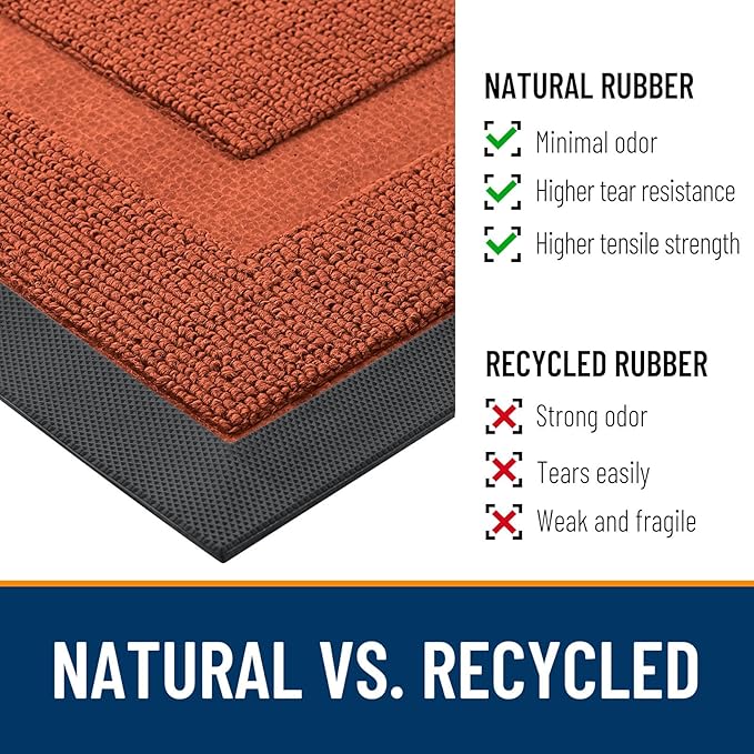 OLANLY Front Door Mat Indoor Outdoor Entrance, Waterproof All-Season, All-Weather Doormat, Sturdy Natural Rubber, Low Profile, Easy Clean Patio Porch Entryway Mat, 47x23, Vermillion Red