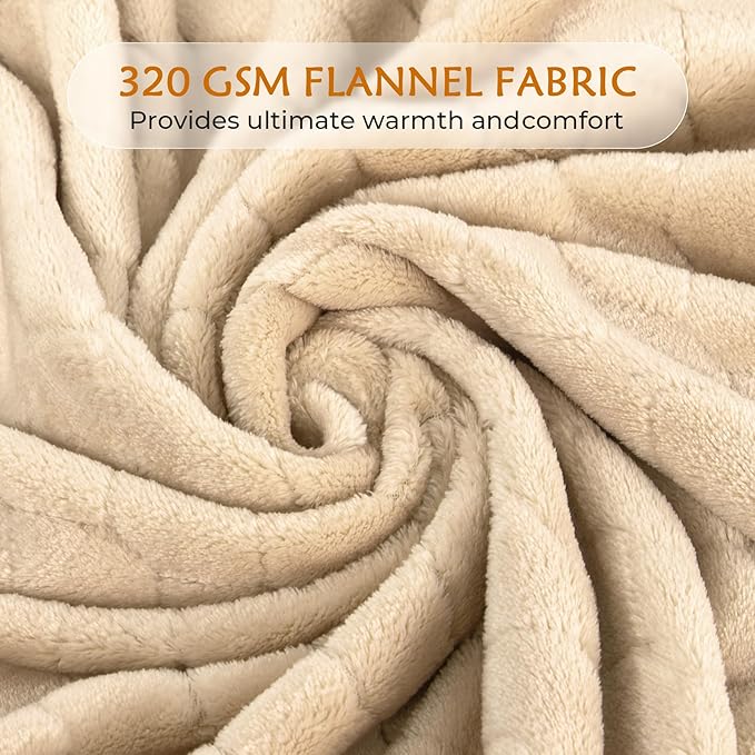 TOONOW Fleece Blanket Super Soft Cozy Throw Blanket 50" x 60", Lightweight Fuzzy Comfy Textured Flannel Blanket Warm Plush Throw Blankets for Couch, Sofa, Bed, Apricot