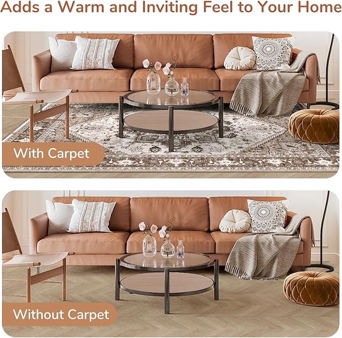 OPPODREAM Soft 8x10 Area Rugs, Washable Rugs 8x10 with Non Slip Backing, Faux Cashmere Low-Pile 8 x 10 Carpet, Khaki