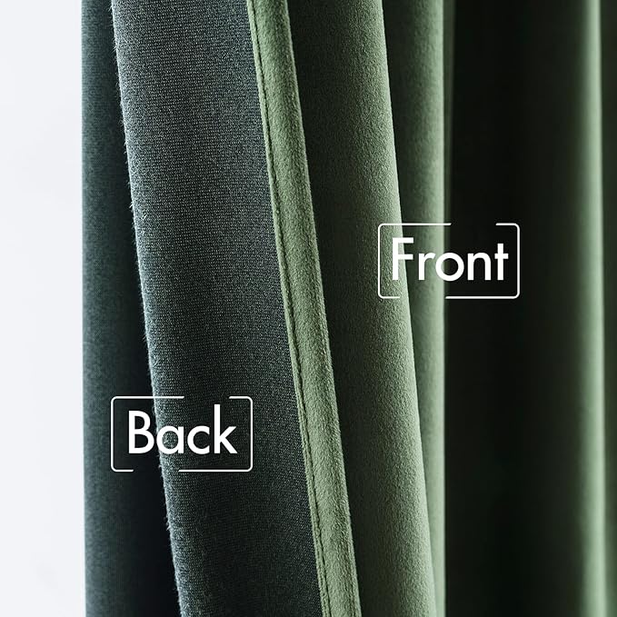 MIULEE Velvet Curtains 102 inches - Luxury Blackout Curtains for Bedroom Living Room Thermal Insulated Super Soft Window Drapes Rod Pocket & Back Tab, Olive Green, W52 x L102 inches, 2 Panels