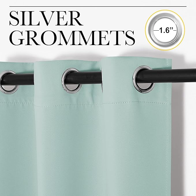 NICETOWN Blackout Draperies Curtains for Kids Room, Aqua, Set of 2, 70 by 84 inches, Window Treatment Thermal Insulated Solid Grommet Blackout Drape Panels for Bedroom