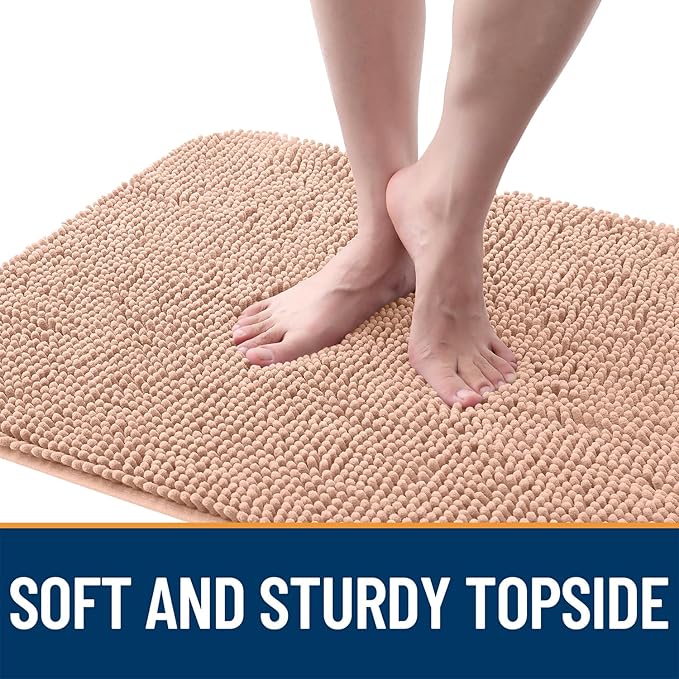 OLANLY Dog Door Mat for Muddy Paws 70x32, Absorbs Moisture and Dirt, Absorbent Non-Slip Washable Doormat, Quick Dry Chenille Mud Mat for Dogs, Entry Indoor Entryway Carpet for Inside Floor, Peach