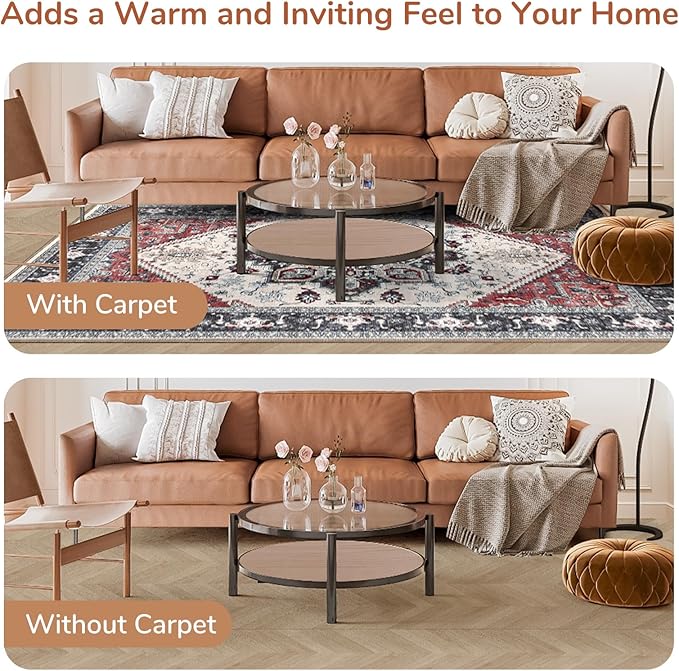 OPPODREAM Soft 6x9 Area Rugs, Washable Rug 6x9 with Non Slip Backing, Faux Cashmere Low-Pile 6 x 9 Carpet, Black & Red
