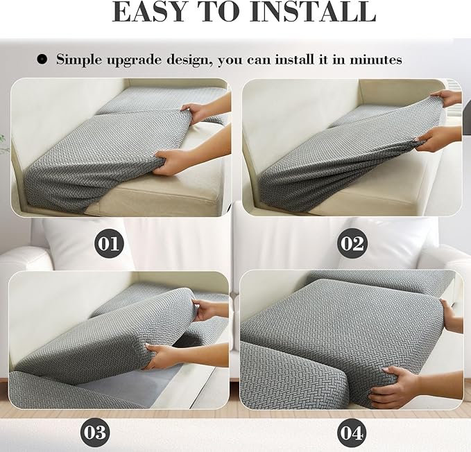 Couch Covers for 3 Cushion Sofa Pet Friendly Couch Cushion Covers Universal Sofa Covers Washable Stretch Slipcovers for Sectional Sofa (Texture Green,Large Triple Seat Cover)