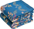 MSGKV Boho Throw Blanket for Couch 50"x60" 100% Cotton Floral Blanket Spring Breathable Lightweight Muslin Home Decorative Blankets for Sofa