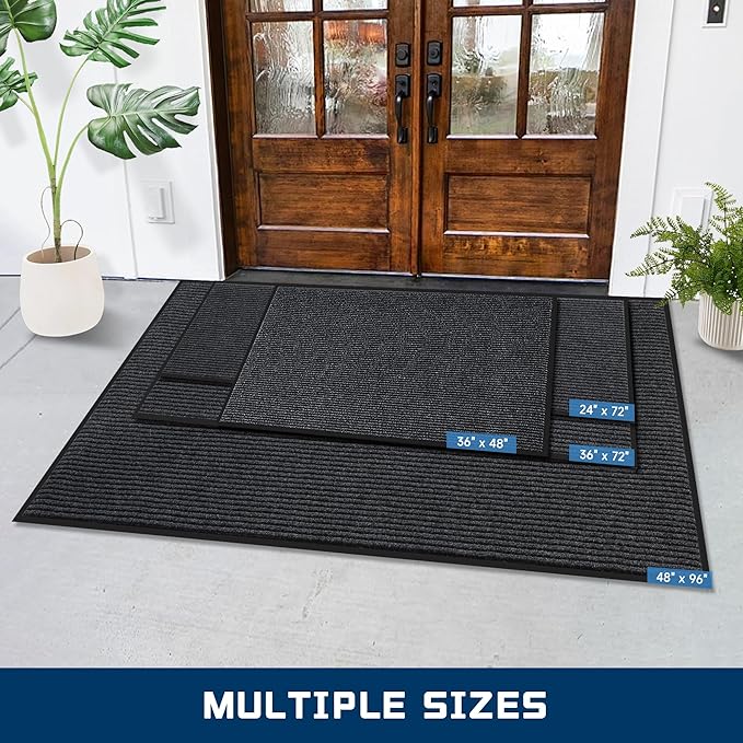 Extra Large Front Door Mat, 5 x 3 Feet Indoor Outdoor Entrance Mat, Heavy Duty Commercial Floor Mats, Non-Slip Rubber Backing Doormat for Entryway, Waterproof, Low-Profile, Easy to Clean