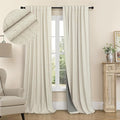 Pitalk Short Small Window Room Darkening Curtains 68 Inches Long for Master Bedroom Guest Room Dining Basement Rustic Neutral Soundproof Blackout Beige Linen Curtains Back Tab 52 x 68 Length 2 Panels