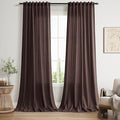 Coffee Brown Linen Curtains for Living Room 105 Inches Long Light Filtering Semi Sheer Curtain Back Tab Luxury Modern Rustic Home Decor Neutral Drapes for Bedroom Dinner Room 52x105, 2 Panels