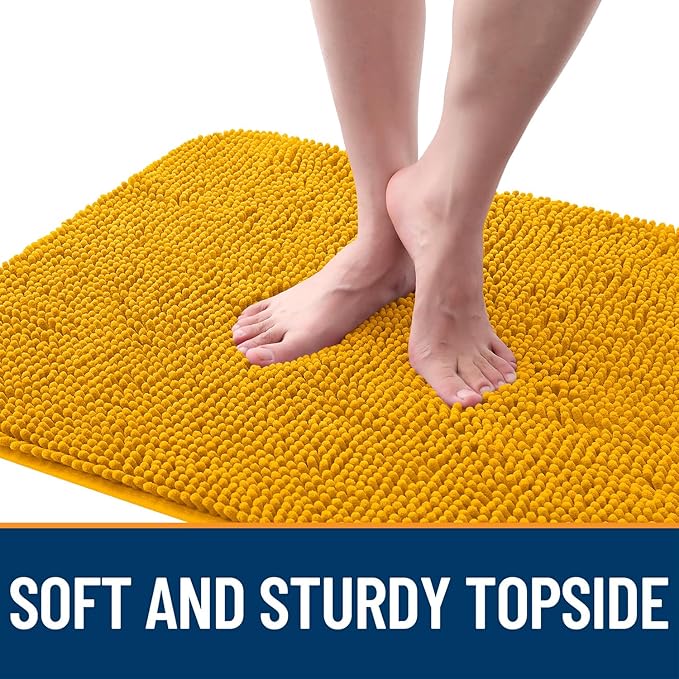 OLANLY Dog Door Mat for Muddy Paws 47x20, Absorbs Moisture and Dirt, Absorbent Non-Slip Washable Doormat, Quick Dry Chenille Mud Mat, Entry Indoor Entryway Carpet for Inside Floor, Golden Yellow