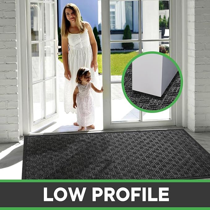 Mibao Front Door Mat, Heavy Duty Durable Welcome Mat for Outdoor Indoor, Dirt Trapper Waterproof Super Absorbent Door Mat for Entryway Outside Patio Porch, 73" x 46", Gray