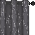 Deconovo Blackout Curtains, Thermal Insulated Noise‑Reducing Grommet Drapes, Wave Line Dot Foil Print, 38 x 63 Inch, 2 Panels, Machine‑Washable Window Curtains for Bedroom Living Room Kitchen Office