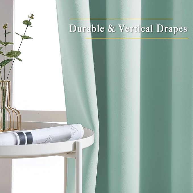 NICETOWN Blackout Curtain Panels 90 - Window Treatment Energy Saving Thermal Insulated Solid Grommet Blackout Drapes for Living Room (Aqua Blue, 1 Pair, 46 by 90-Inch)
