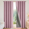 Joydeco Linen Blackout Curtains for Bedroom - 100% Light Blocking 1 Panels, Pink Drapes 70" W x 90" L, Thermal Insulated Room Darkening Curtains for Living Room, Rod Pocket & Back Tabs