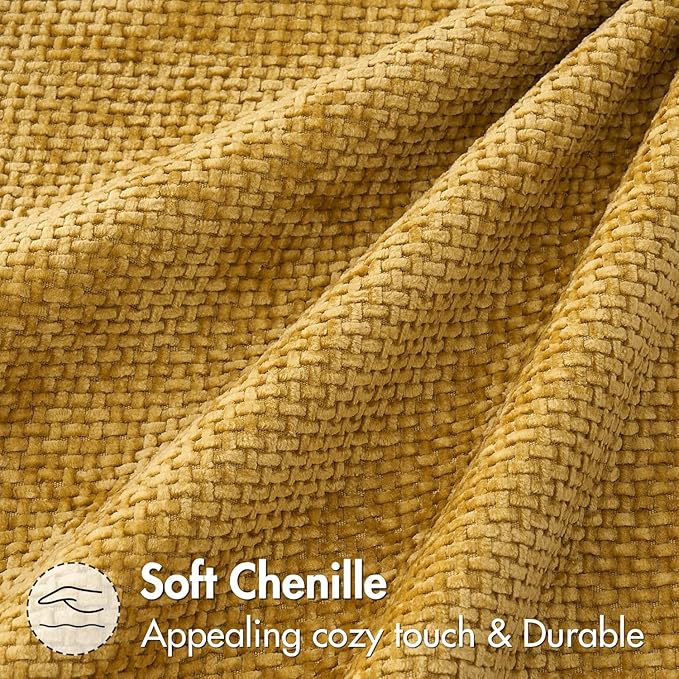 MIULEE Pack of 2 Lumbar Couch Throw Pillow Covers 20x12 Inch Neutral Gold Modern Boho Accent Decorative Pillow Covers Soft Chenille Farmhouse Cushion Covers for Home Decor Bed Sofa Living Room