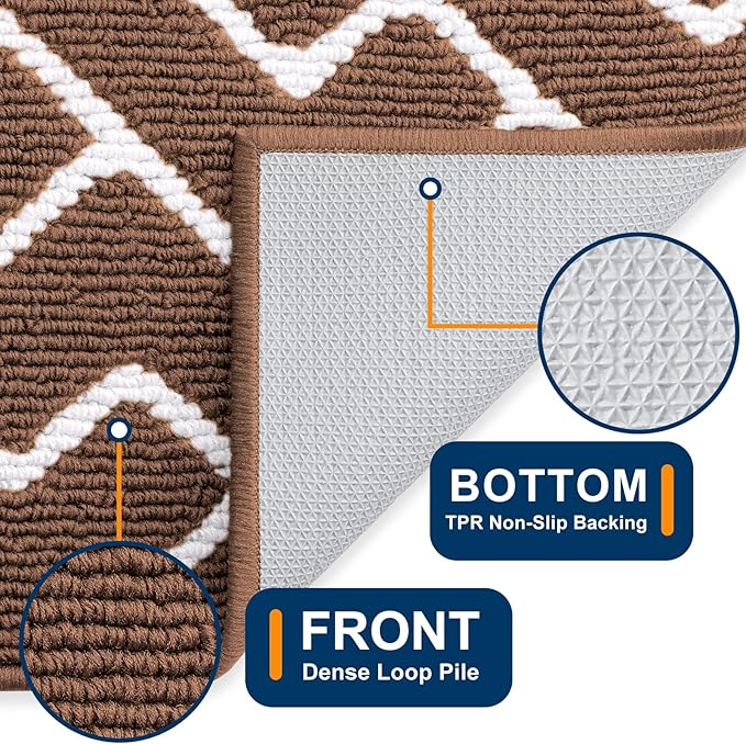 OLANLY Front Door Mat, Non-Slip Rubber Backing, Dirt Resistant and Absorbent, Washable, Easy to Clean Low-Profile Indoor Doormat for Back Door, Entryway, Inside Entrance, 40x32, Coffee