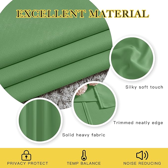NICETOWN Forest Green Blackout Bedroom Curtains 96 inches Long, Grommet Thermal Insulated Room Darkening Window Treatments Sound Reducing for Living Room, W46 x L96, 2 Panels