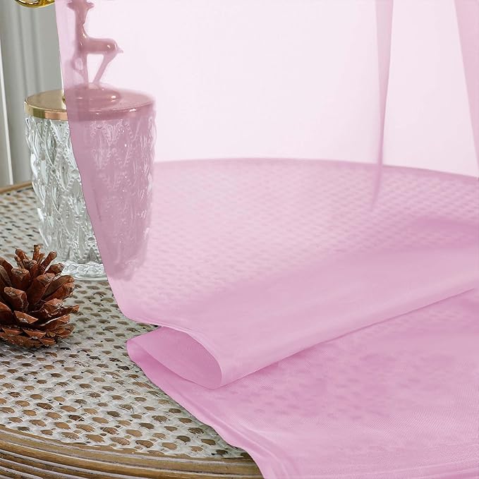 OVZME Sheer Light Pink Curtains 108 Inches Long 2 Panels Set, 59 Inch Extra Wide Lightweight Airy Light Pink Sheer Curtain for Living Room Bedroom, Filmy Voile Rod Pocket, 59Wx108L Inches