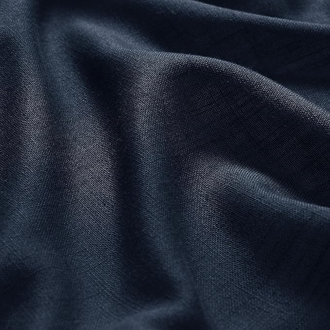 Navy Blue Linen Curtains 102 Inches Long for Living Room 2 Panel Set Back Tab Rod Pocket Indigo Semi Sheer Curtains Light Filtering Burlap Extra Long Drapes Farmhouse Decor for High Window 40x102