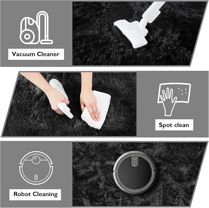 yulidayang Black Fluffy Round Area Rugs for Bedroom,4Ft Shag Circle Area Rugs for Living Room,Non Slip Fuzzy Plush Rug for Kids Boys Girls Room and Dorm Home Decor Rug