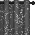 Deconovo Grey Blackout Curtains, Thermal Insulated Soundproof Drapes, Silver Branch Foil Print, 52 x 84 Inch, 2 Panels, Machine‑Washable Privacy Window Panel for Living Room Bedroom Nursery Office