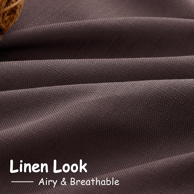 Extra Long Curtains 102 Inches Long for Bedroom Living Room Coffee Brown Back Tab Rod Pocket Light Filtering Semi Sheer Drapes Cotton Linen Textured 102 Inch Length for Dinning Room,2 Panels