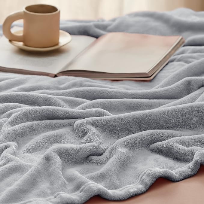 Bedsure GentleSoft Fleece Blankets King Size Light Grey - Bed Blanket Soft Lightweight Plush Cozy Fuzzy Luxury Microfiber, 108x90 inches