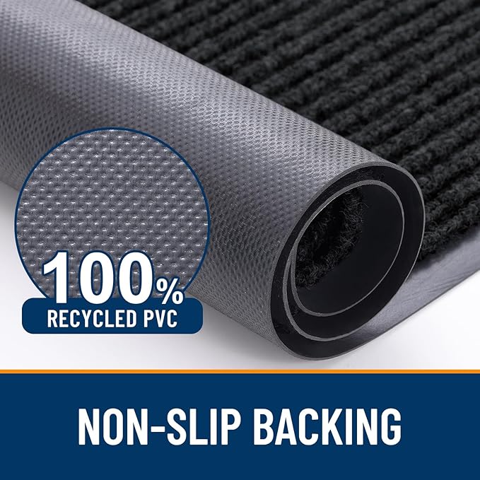 OLANLY Front Door Mat Indoor Outdoor Entrance, Waterproof Heavy Duty Doormat, Fade Resistant, Low Profile, Easy Clean Patio Porch Welcome Floor Mats for Entry, 47x32, Black