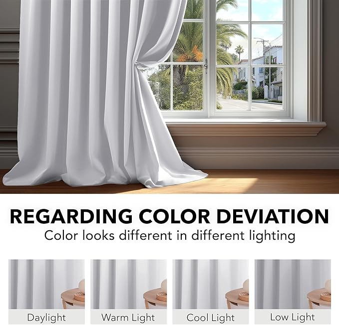 Deconovo Blackout Curtains, Thermal Insulated, W70 x L84 2 Panels, Back Tab, Machine Washable, Room-Darkening Drapes for Bedroom/Living Room Star White