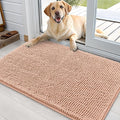 OLANLY Dog Door Mat for Muddy Paws 36x24, Absorbs Moisture and Dirt, Absorbent Non-Slip Washable Doormat, Quick Dry Chenille Mud Mat for Dogs, Entry Indoor Entryway Carpet for Inside Floor, Peach