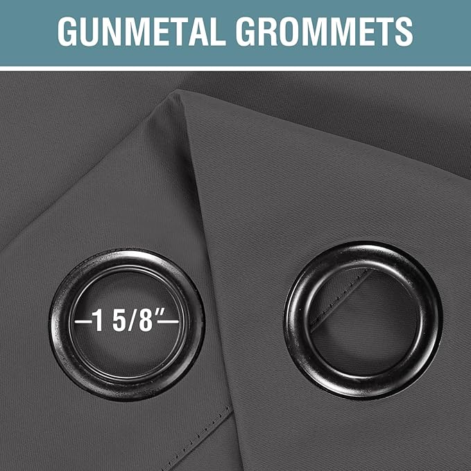 H.VERSAILTEX Blackout Grey Curtains for Patio Door Thermal Insulated Living Room Curtains, Room Darkening Noise Reducing Blackout Curtain for Bedroom, Charcoal Gray, 1 Panel, 52'W x 120'L