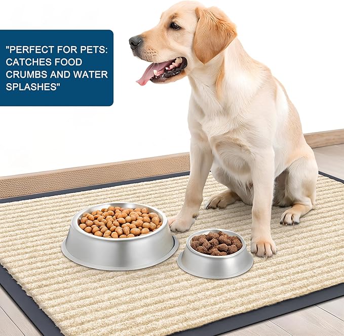 OLANLY Front Door Mat Indoor Outdoor Entrance, 2-Pack 35 x 23 Inch, Waterproof Heavy Duty Doormat, Fade Resistant, Low Profile, Easy Clean Patio Porch Welcome Floor Mats for Entry, Beige