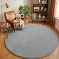 Amearea Grey Round Area Rugs 6ft Washable Circle Rugs for Bedroom Living Room, Fluffy Indoor Thickened Memory Foam Rug, Non Slip Minimalist Circular Carpet for Kids Boys Girls Dorm Nursery Room Decor