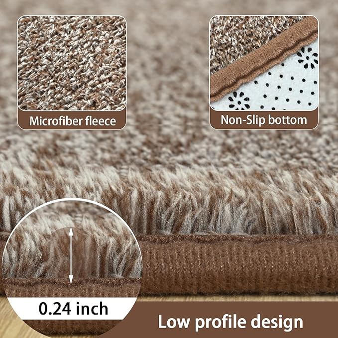 AROGAN Washable 3x10 Runner Rug for Hallway, Long Runner Rugs wtih Soft Memory Foam for Bedroom, Non Slip Backing Carpet Runners for Hallways, Kitchen, Bathroom, Entryway Home Decor, Matte Brown