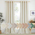 NICETOWN Flax Linen Semi Sheer Curtains 96 inches Long, Grommet Vertical Drapes Privacy Added with Light Filtering Window Treatments for Bedroom/Living Room, Natural, W55 x L96