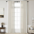 Cream Linen Curtains 140 Inches Long 2 Panels Set for Living Room Extra Long Back Tab Curtains Neutral Farmhouse Light Filtering Semi Sheer Linen Drapes Ceiling to Floor for Large Window 52x140