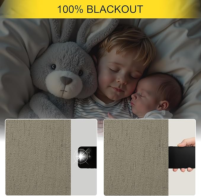 Dark Taupe Neutral Blackout Curtains 96 Inch Long 2 Panel Insulated Sliding Door Curtain UV Heat Blocking Drape for Living Room Bedroom Linen Cloth Canvas Burlap Primitive Decor Back Tab 52x96 Length