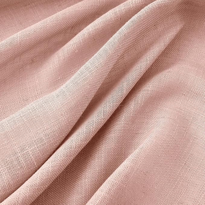 MIULEE Blush Pink Linen Curtains 84 Inches Long 2 Panels for Girls Bedroom Nursery, Soft Thick Linen Textured Window Drapes Semi Sheer Light Filtering Back Tab for Kids Living Room Light Pink Decor