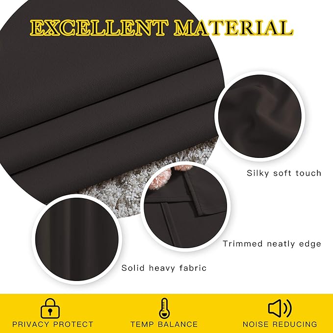 NICETOWN Room Darkening Slding Glass Curtain Panels - Window Treatment Thermal Insulated Grommet Light Blocking Drapes for Bedroom/Home Office (2 Panels, 80 by 84, Toffee Brown)
