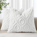decorUhome Throw Pillow Covers 26x26 Inch Set of 2, Soft Plush Faux Wool White Solid Couch Pillow Covers, Accent Euro Sham Farmhouse Neutral Square Pillow Cases for Sofa Bed Living Room