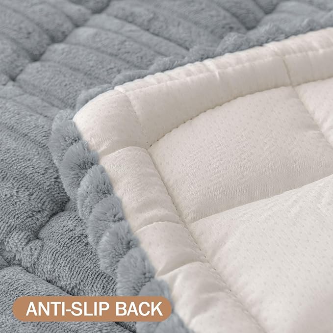 Smiry Couch Cover for Dogs Washable, Non Slip Fuzzy Pet Couch Covers for 3 Cushion Sofa Pet Friendly, Thick Soft Sofa Slipcovers Cushion Protector (Grey, 27.6" x 59")