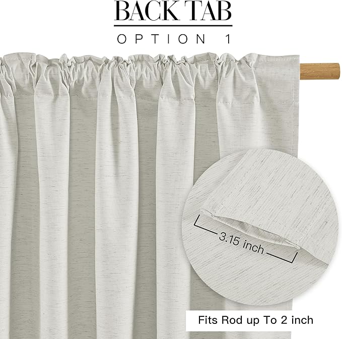RYB HOME Ivory White 100% Blackout Curtains for Bedroom, Linen Drapes Back Tab&Rod Pocket, Thermal Insulated Privacy Assurd Curtains for Sliding Glass Doors/Dining/Living Room, W52 x L96, 2 Panels