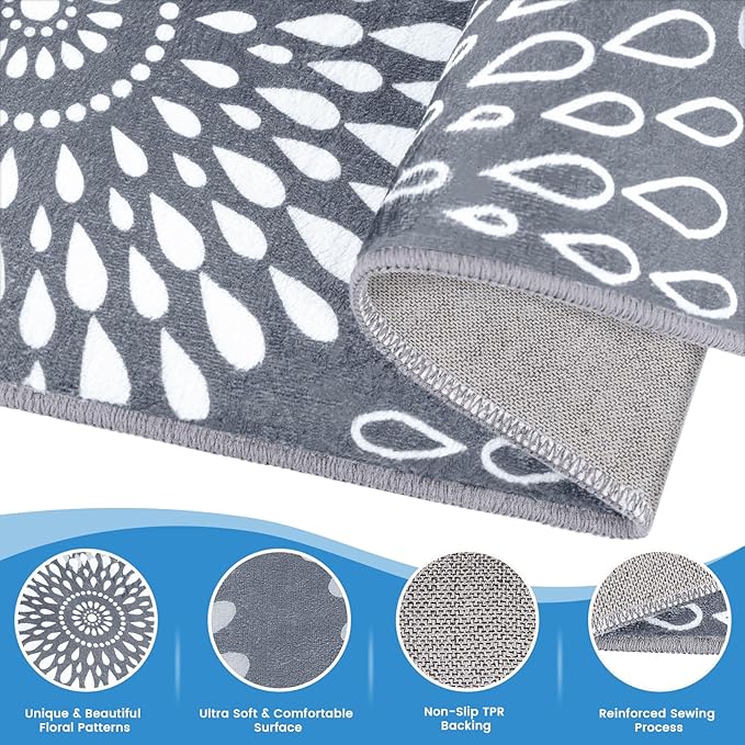 StepRite Runner Rug 4 x 6 ft, Washable Rugs, Hallway Runner Rugs, Kitchen Runner Rug Non Slip, Soft Runner with Rubber Backing for Kitchen, Hallway, Laundry, Bedroom, Living Room