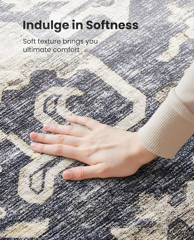 AMADA HOMEFURNISHING 2x4 Washable Area Rug, Low-Profile Entryway Rug with Non-Slip Backing & Durable Edge Binding, Vintage Rug Pattern, Small Rugs for Entryway, Kitchen & Living Room