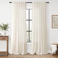 Nanspring Modern Linen Curtains for Living Room 90 Inches Long Light Filtering Semi Sheer Curtain Back Tab Neutral Luxury Modern Farmhouse Decor Linen Blend Drapes for Bedroom 52x90, 2 Panels