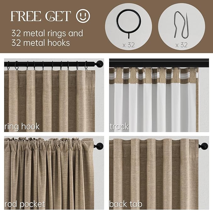 Topfinel Dark Flax 78 Inch Long Curtains for Sliding Door Closet Doors 100% Blackout Curtains for Living Room Bedroom Back Tab Pleated Heat Blocking Insulated Drapes Heat (W52 x L78) 2 Panels